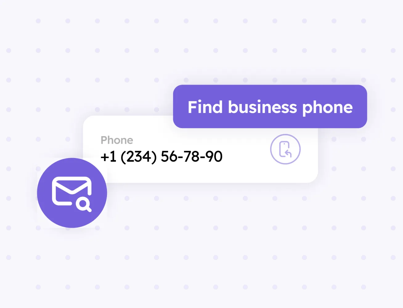 Contact card with a found business phone number