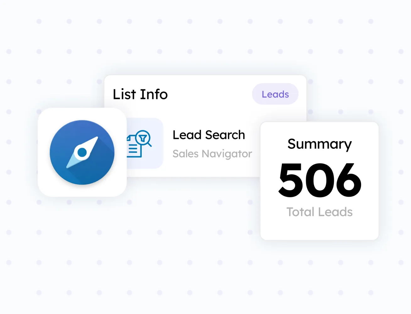 Lead search summary with the extracted lead count